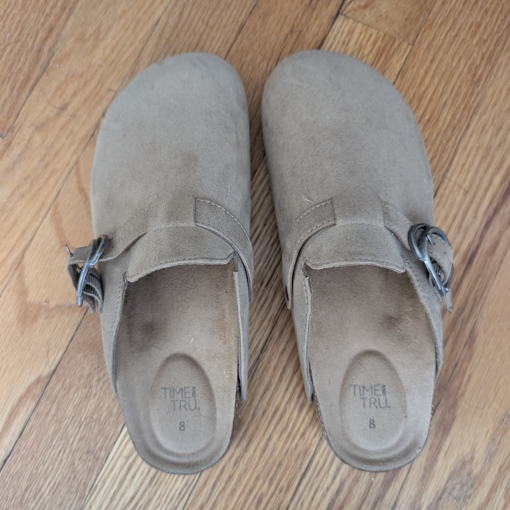 Time and Tru Taupe Suede Slip-On Clogs - Picture 1 of 1
